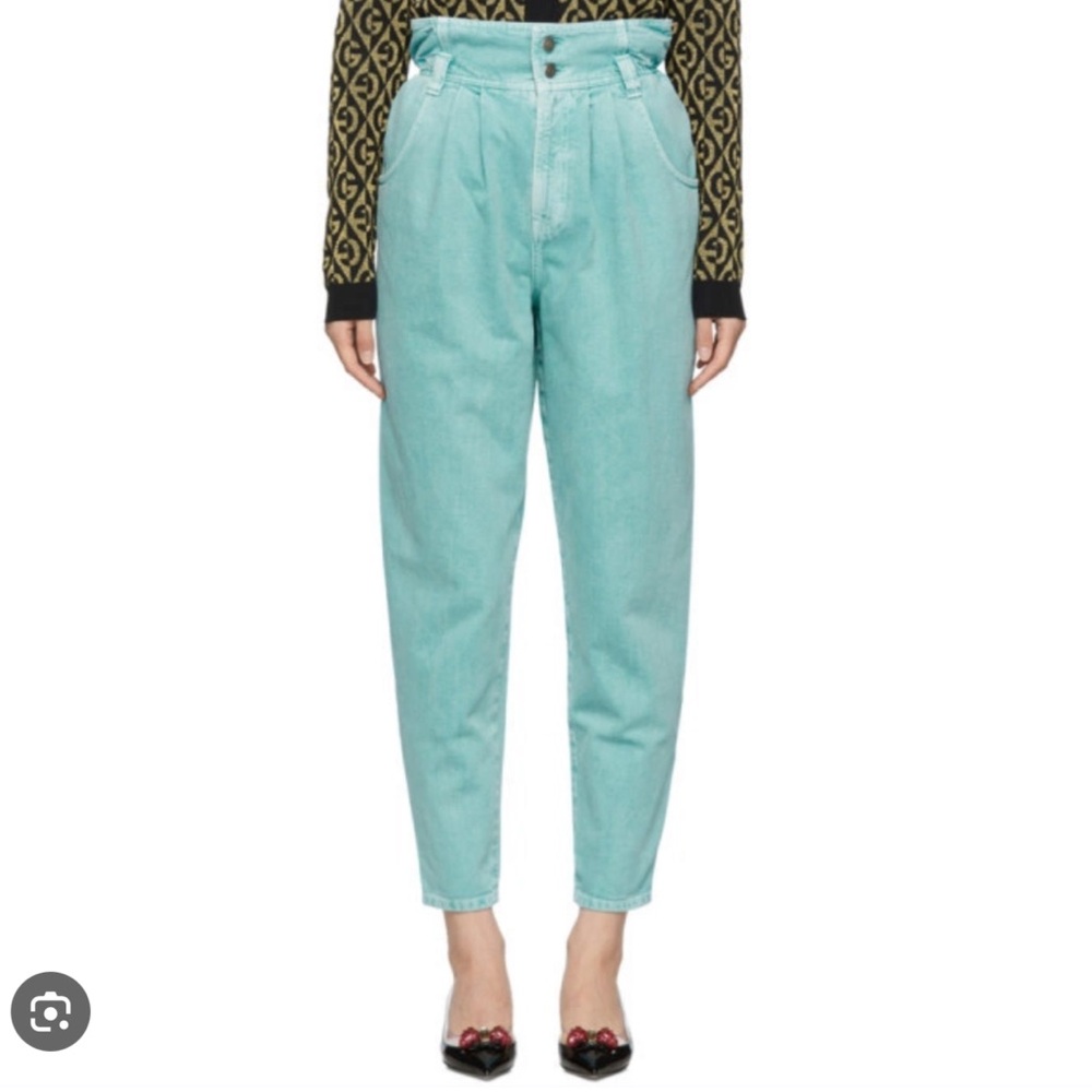 Authentic Gucci Blue paper bag waist cherry appliqué jeans 27 - Picture 4 of 12